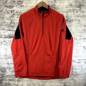 Adidas Climaproof Wind Golf Pullover Jacket Men's Medium Red Black Quarter Zip